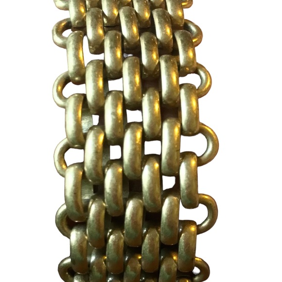 ECLucky Brand Mesh Link Bracelet Wide Gold Pave bracelet. Has lucky brand clover - Picture 7 of 8